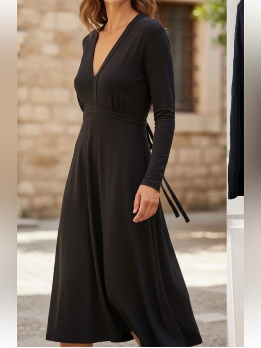 Escada Black Wrap Style Long Sleeve Dress  Size 34 (US 4)